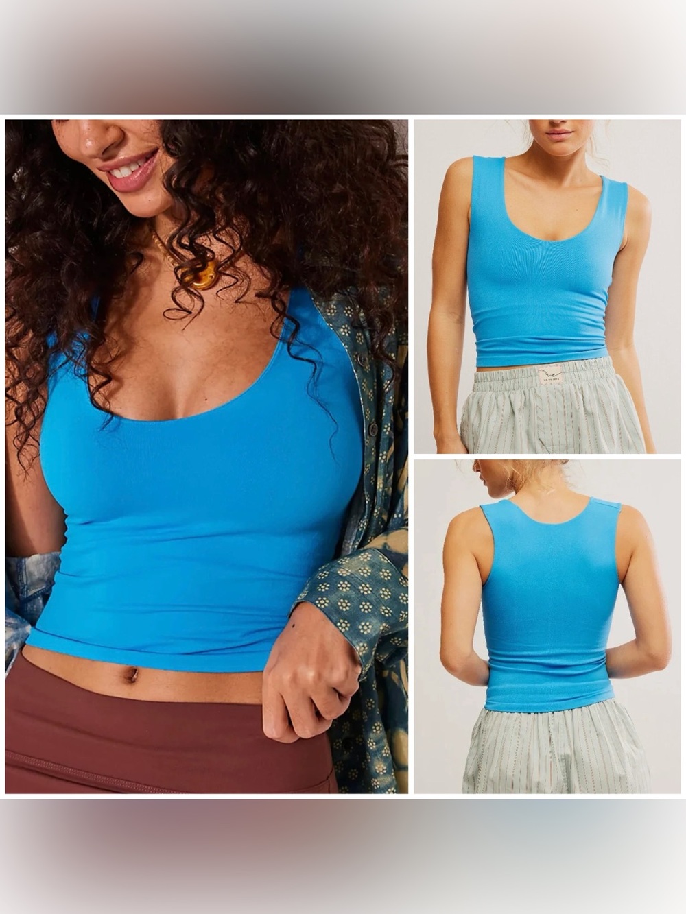 NWOT Free People FP Intimately Clean Lines Muscle Cami - Baywatch Blue - XS/S